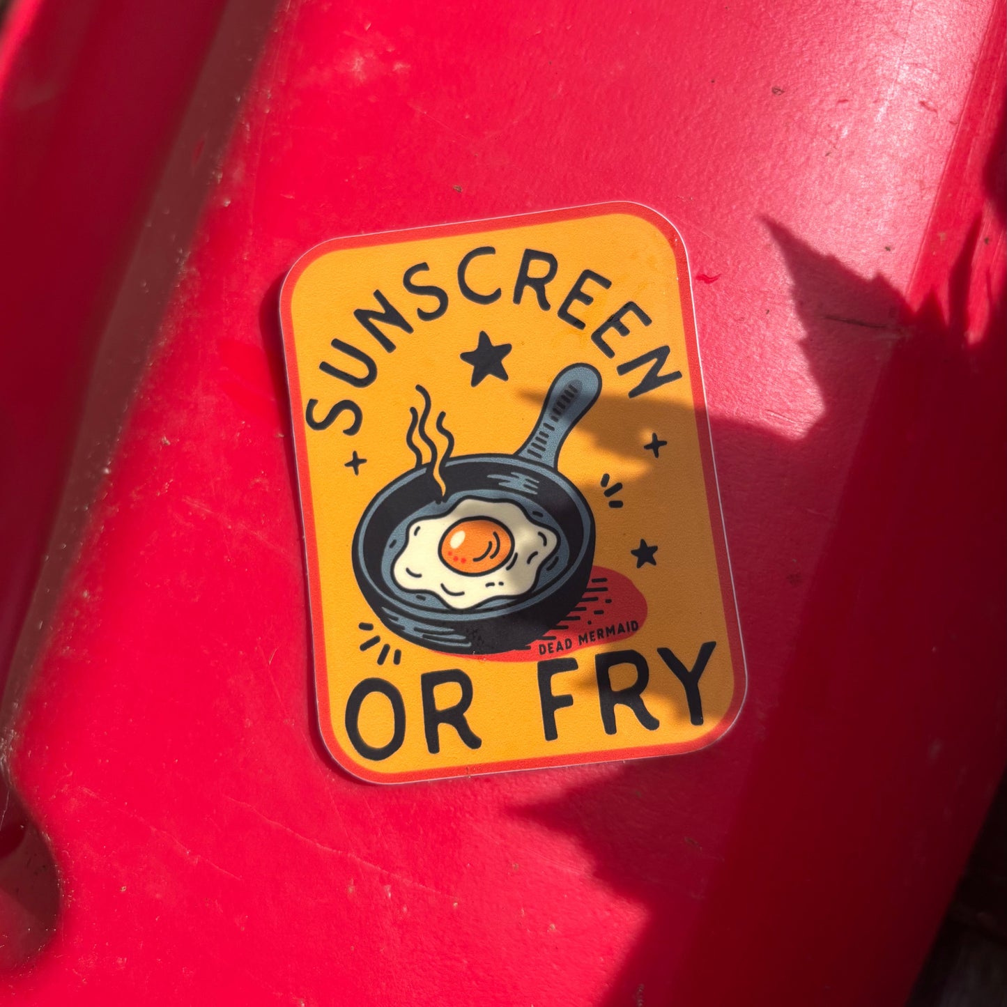 Sunscreen or Fry Fried Egg Sunburn Vinyl Sticker