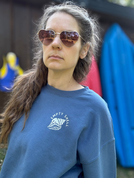 Empty Shell Surf Company A Little Dead Inside Crewneck Sweatshirt, Hand Screen Printed