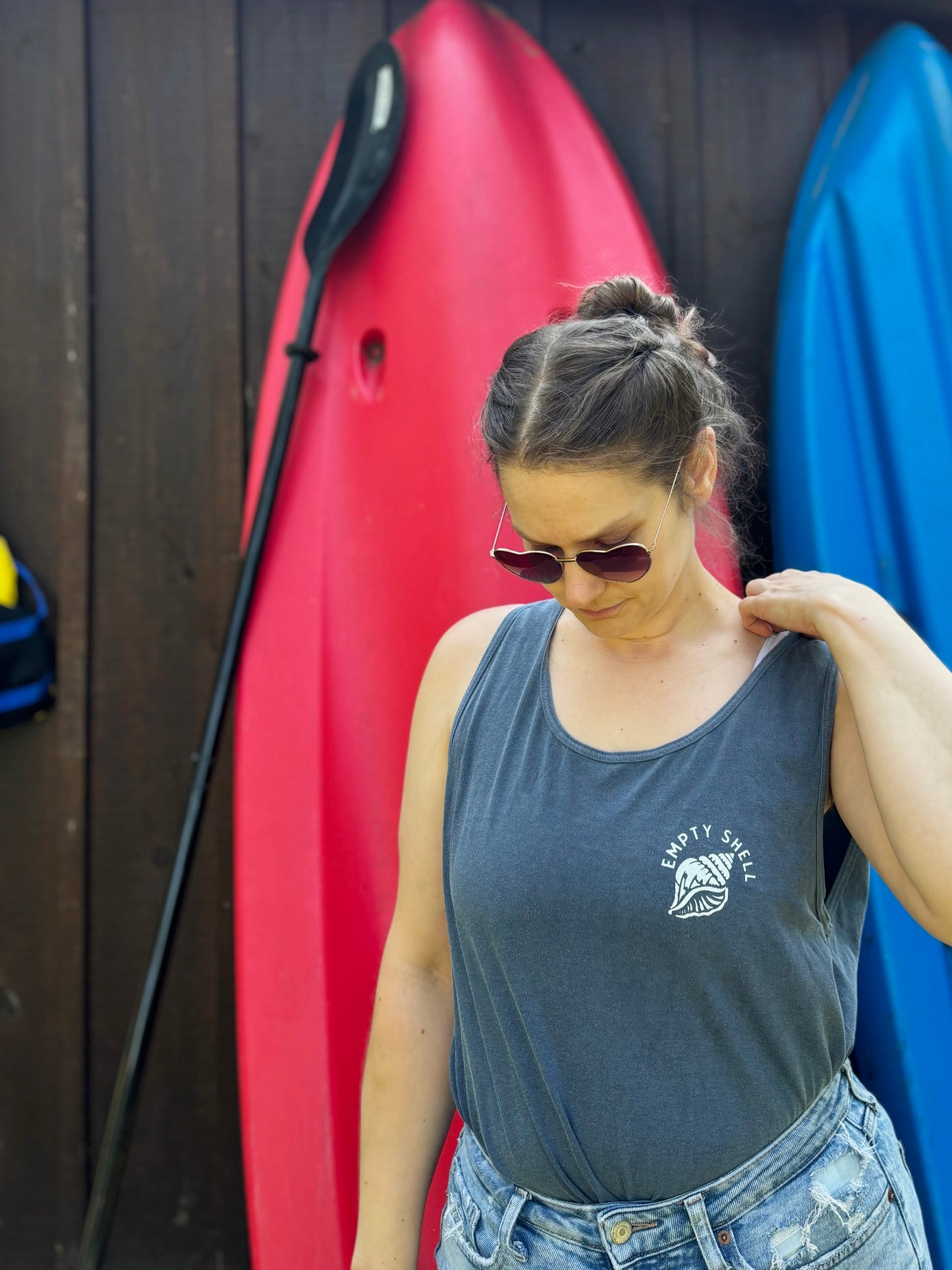 Empty Shell Logo Tank, Comfort Colors, Hand Screen Printed