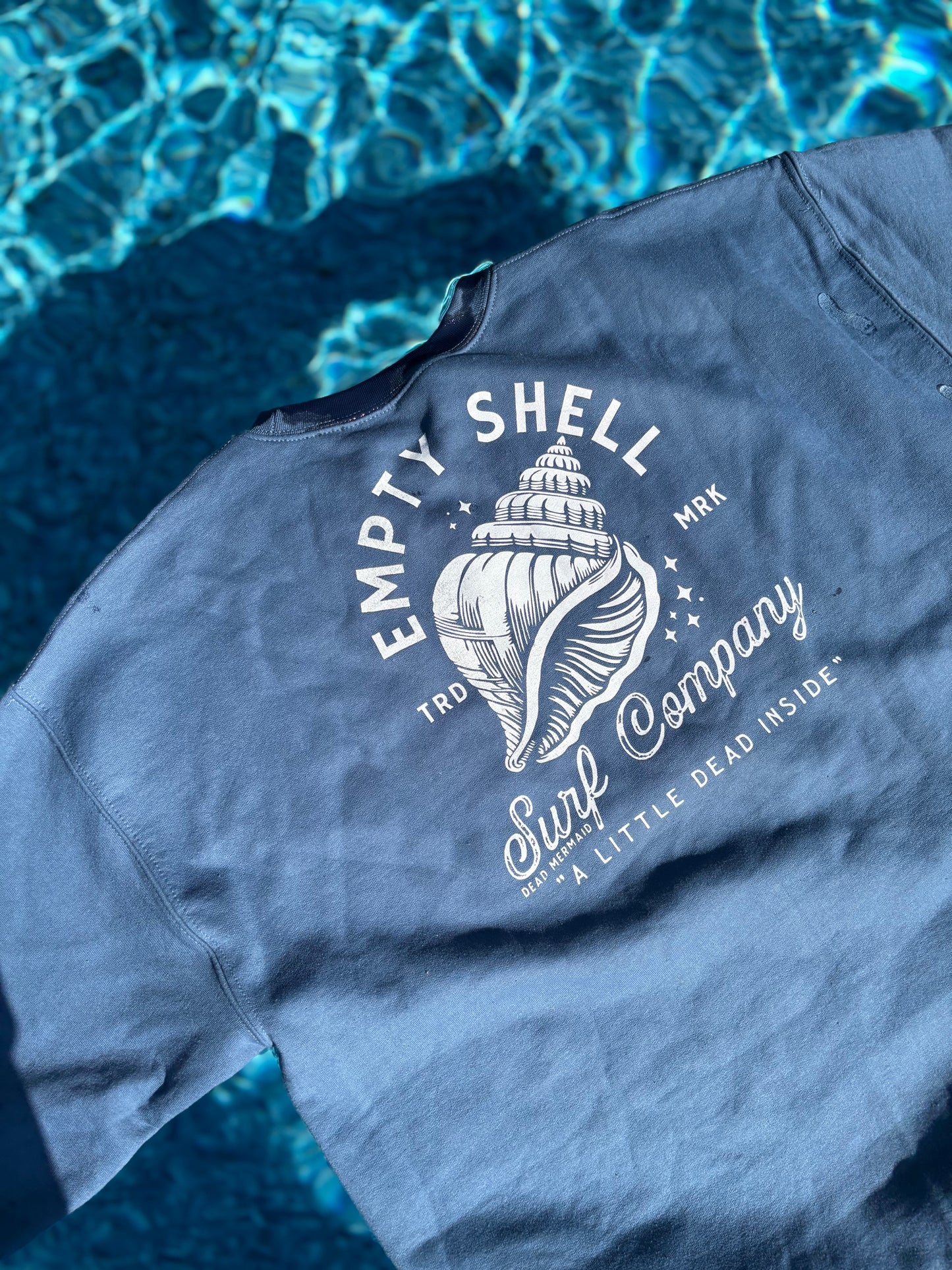 Empty Shell Surf Company A Little Dead Inside Crewneck Sweatshirt, Hand Screen Printed