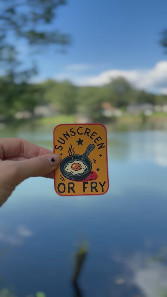 Sunscreen or Fry Fried Egg Sunburn Vinyl Sticker