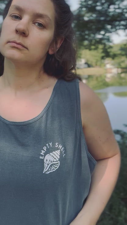 Empty Shell Logo Tank, Comfort Colors, Hand Screen Printed